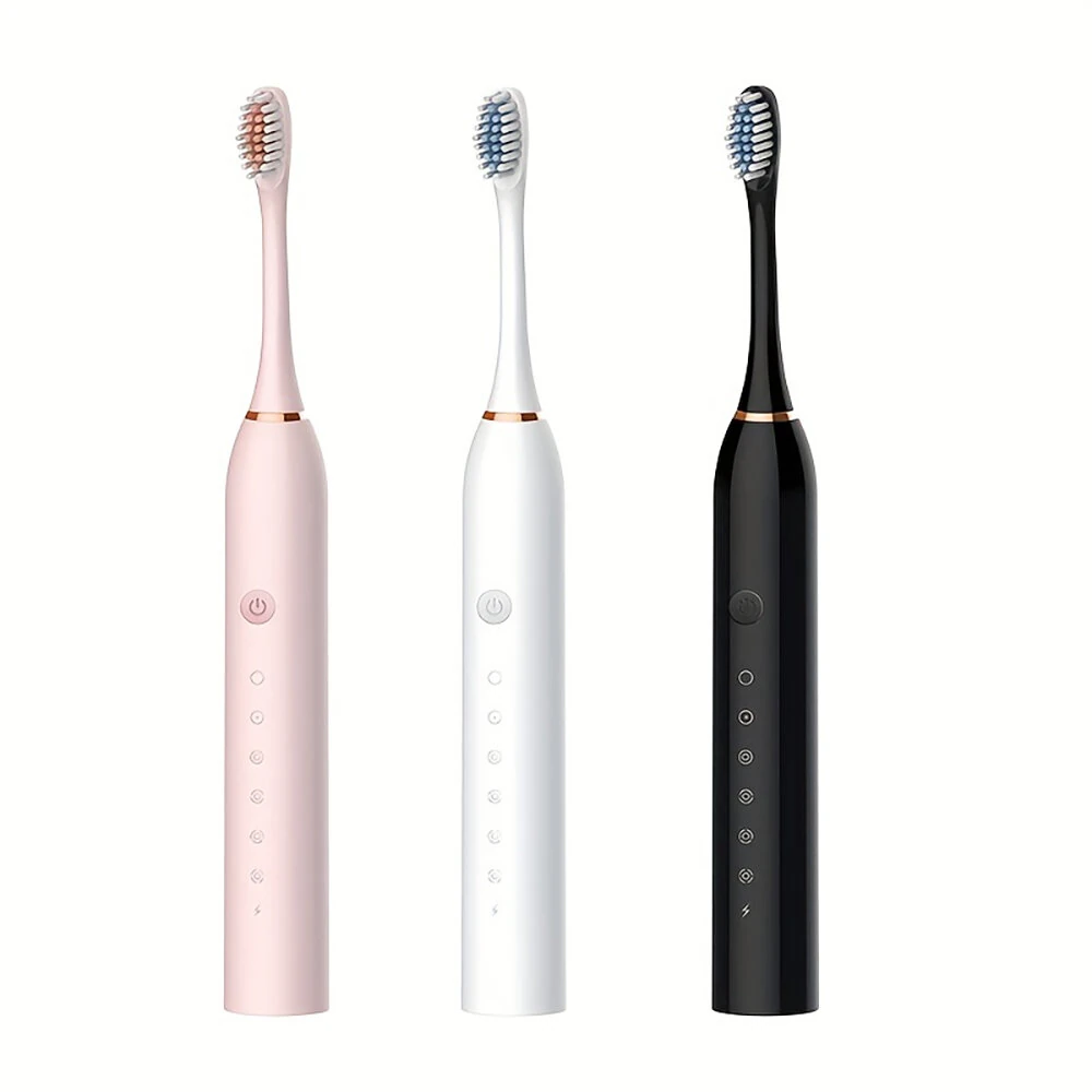 (image for) Ultrasonic Electric Toothbrush USB Charging Toothbrush for Adults Children Soft Bristles Portable Waterproof Brush Kit with 4 Brush Heads